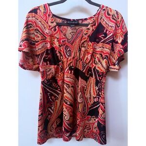 Vintage Y2K INC Empire Babydoll Top Womens Size M Boho Retro Paisley Made in USA